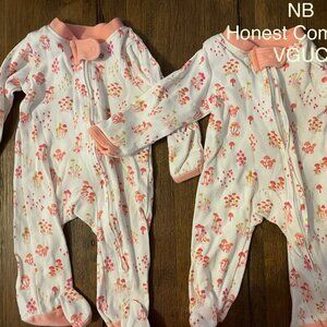 Newborn Honest Company Organic Cotton Sleep and Play Twin Girl